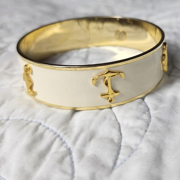 Janna Conner White and Gold Nautical Bangle Bracelet - Picture 6 of 9